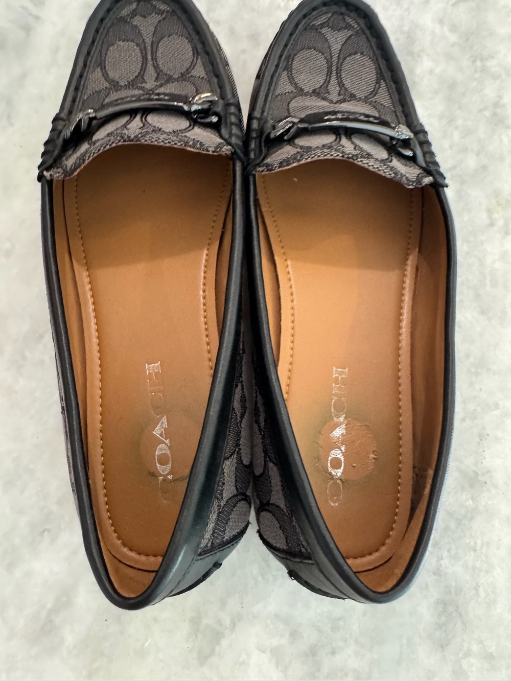 Coach Brown Signature C Gunmetal Chain-Trim Loafers - Picture 8 of 12